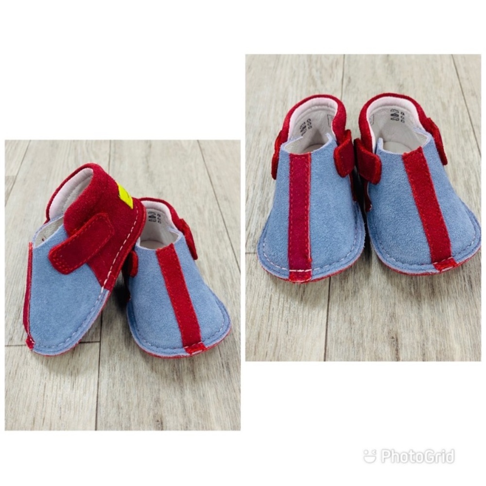 Pipit Stripe Sky Red Suede Walkers